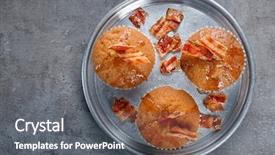  Presentation with table meal plan for osteotphorosis - Beautiful slides featuring plate with tasty bacon muffins backdrop and a  colored foreground