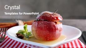  Presentation with table meal plan for osteotphorosis - Slide deck consisting of plate with tasty baked apple background and a gray colored foreground