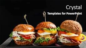  Presentation with burgers - Cool new PPT theme with plate-with-tasty-burgers backdrop and a black colored foreground
