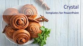  Presentation with table meal plan for osteotphorosis - PPT theme with plate with tasty cinnamon buns background and a sky blue colored foreground