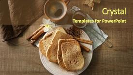  Presentation with rustic wood wooden frame - Slides with plate with tasty cinnamon toasts background and a tawny brown colored foreground