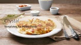  Presentation with table meal plan for osteotphorosis - Audience pleasing PPT layouts consisting of plate-with-tasty-dumplings backdrop and a coral colored foreground