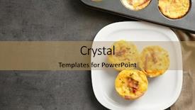  Presentation with muffin - Slides featuring plate with tasty egg muffins background and a coral colored foreground