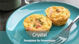  Presentation with muffins - PPT theme enhanced with plate with tasty egg muffins background and a teal colored foreground
