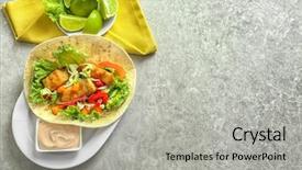  Presentation with taco - PPT theme consisting of plate with tasty fish taco background and a  colored foreground