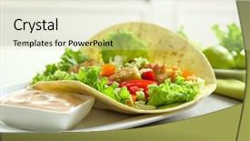  Presentation with taco - PPT layouts having plate with tasty fish taco background and a  colored foreground