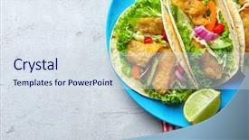  Presentation with fish tacos - Theme enhanced with plate with tasty fish tacos background and a  colored foreground