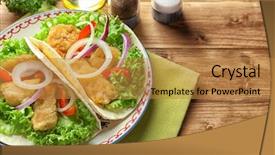  Presentation with fish tacos - PPT layouts with plate with tasty fish tacos background and a  colored foreground