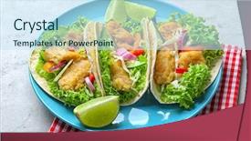  Presentation with fish tacos - PPT layouts having plate with tasty fish tacos background and a  colored foreground