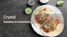  Presentation with fish tacos - Audience pleasing slide deck consisting of plate with tasty fish tacos backdrop and a  colored foreground