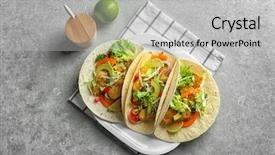  Presentation with fish tacos - Cool new PPT layouts with plate with tasty fish tacos backdrop and a light gray colored foreground