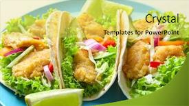  Presentation with fish tacos - Beautiful slides featuring plate with tasty fish tacos backdrop and a yellow colored foreground