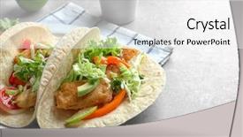  Presentation with fish tacos - Colorful PPT layouts enhanced with plate with tasty fish tacos backdrop and a  colored foreground
