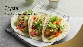  Presentation with fish tacos - PPT layouts featuring plate with tasty fish tacos background and a  colored foreground