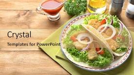  Presentation with fish tacos - Cool new PPT layouts with plate with tasty fish tacos backdrop and a  colored foreground