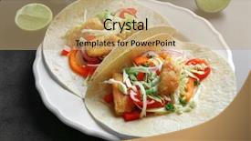  Presentation with fish tacos - Amazing PPT theme having plate with tasty fish tacos backdrop and a  colored foreground
