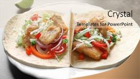  Presentation with fish tacos - Colorful slide set enhanced with plate with tasty fish tacos backdrop and a  colored foreground