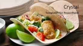  Presentation with fish tacos - Colorful presentation theme enhanced with plate with tasty fish tacos backdrop and a  colored foreground