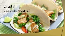  Presentation with fish tacos - Audience pleasing presentation consisting of plate with tasty fish tacos backdrop and a lemonade colored foreground