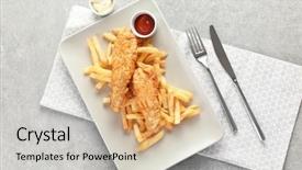  Presentation with fish - Slides having plate with tasty fried fish background and a soft green colored foreground