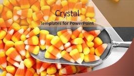  Presentation with halloween - Slide deck featuring plate with tasty halloween candies background and a gold colored foreground