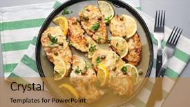  Presentation with chicken little chicks - Presentation featuring plate with tasty italian chicken background and a gold colored foreground