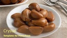  Presentation with garlic - Presentation theme consisting of plate-with-tasty-pickled-garlic background and a tawny brown colored foreground