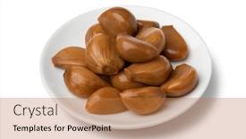  Presentation with white plate - Presentation with plate-with-tasty-pickled-garlic background and a coral colored foreground