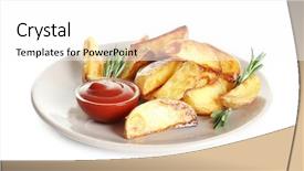  Presentation with white plate - Beautiful presentation theme featuring plate with tasty potato wedges backdrop and a white colored foreground