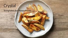  Presentation with wedges - Presentation theme featuring plate with tasty potato wedges background and a coral colored foreground