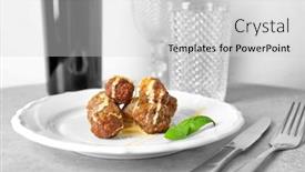  Presentation with cheese - Audience pleasing presentation consisting of plate with tasty sausage cheese balls on table backdrop and a light gray colored foreground