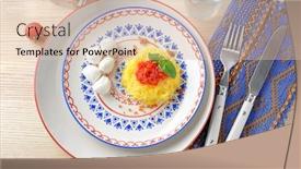  Presentation with spaghetti - Cool new slides with plate with tasty spaghetti squash on table backdrop and a lemonade colored foreground