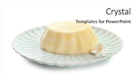  Presentation with pudding - PPT layouts enhanced with plate with tasty vanilla pudding background and a white colored foreground