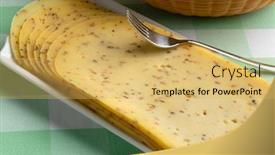  Presentation with cumin - PPT theme having plate-with-traditional-sliced-gouda background and a yellow colored foreground
