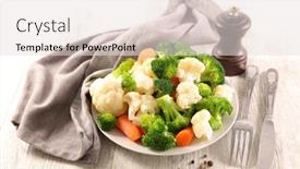 Presentation with cauliflower - PPT layouts with plate-with-vegetable-cauliflower-broccoli background and a lemonade colored foreground