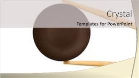  Presentation with white plate - Presentation theme with plate-with-wooden-chopsticks-isolated background and a light gray colored foreground