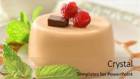  Presentation with manufacturing steel plate - PPT layouts with plate with yummy caramel panna background and a coral colored foreground