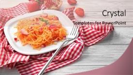  Presentation with strawberry - PPT theme with plate with yummy carrot strawberry background and a lemonade colored foreground