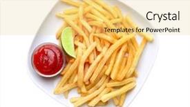  Presentation with french fries - Slide deck with plate with yummy french fries background and a yellow colored foreground