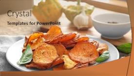  Presentation with sweet potato chips - Presentation theme having plate with yummy sweet potato background and a coral colored foreground