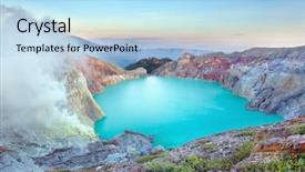 Presentation with panoramic - Presentation design featuring plateau - sunrise at kawah ijen panoramic background and a light blue colored foreground