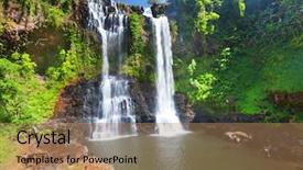  Presentation with waterfall - Presentation design enhanced with plateau - tad yuang waterfall background and a coral colored foreground
