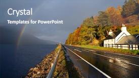  Presentation with summit - Slide deck with plateau summit - autumn landscape in highlands scotland background and a  colored foreground