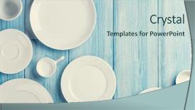  Presentation with empty - Audience pleasing PPT layouts consisting of plates and bowls on blue backdrop and a lemonade colored foreground