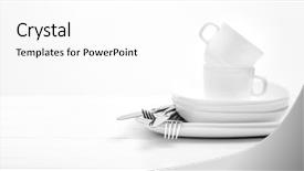  Presentation with cutlery - Presentation with plates cups and silver cutlery background and a white colored foreground