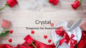  Presentation with shape heart - Colorful theme enhanced with plates in shape of heart backdrop and a light gray colored foreground