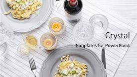  Presentation with pasta - Audience pleasing PPT layouts consisting of plates of delicious pasta alfredo backdrop and a  colored foreground