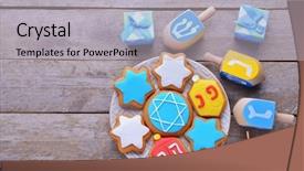  Presentation with hanukkah - Cool new PPT layouts with plates spinning - beautiful composition of tasty cookies backdrop and a light gray colored foreground