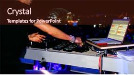  Presentation with sound - Beautiful presentation theme featuring plates spinning - dj at sound mixer backdrop and a wine colored foreground