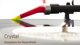  Presentation with spinning - Presentation theme having plates spinning - extreme closeup of a dj background and a lemonade colored foreground